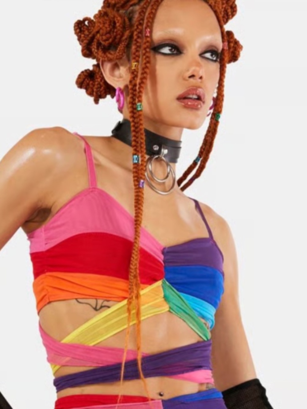 CLUB EXX Size Small Rainbow Wrap Tank Top
